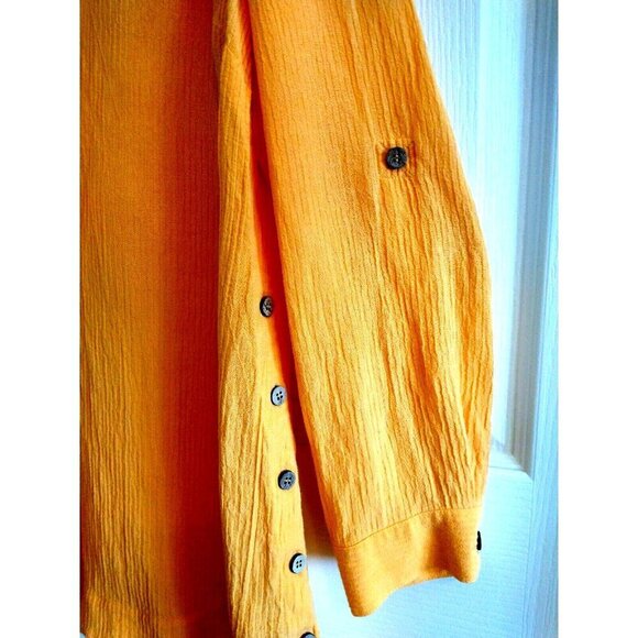 Soft Surroundings Sorano Tunic Top Melon Orange Gauze Roll Tab Buttons - Large - Picture 3 of 8